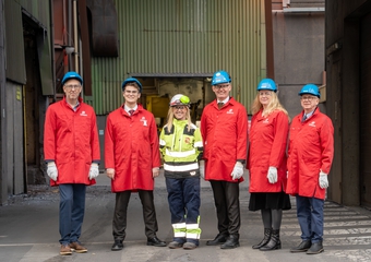 Árni Hrannar Haraldsson framkvæmdastjóri Orku náttúrunnar, Jóhann Páll Jóhannsson umhverfis-, orku- og loftslagsráðherra, Álfheiður Ágústsdóttir framkvæmdastjóri Elkem á Íslandi, Sævar Freyr Þráinsson forstjóri Orkuveitunnar, Edda Sif Aradóttir framkvæmdastýra Carbfix og Guðjón Steindórsson framkvæmdastjóri Þróunarfélags Grundartanga. © Einar Örn